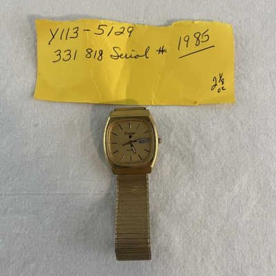 #ad Pulsar Quartz Watch Gold Tone Mens Day Date Y113 5129 Vintage $20.00