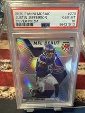 2020 Panini Mosaic NFL Debut Justin Jefferson #270 Silver Prizm (RC) PSA GEM 10