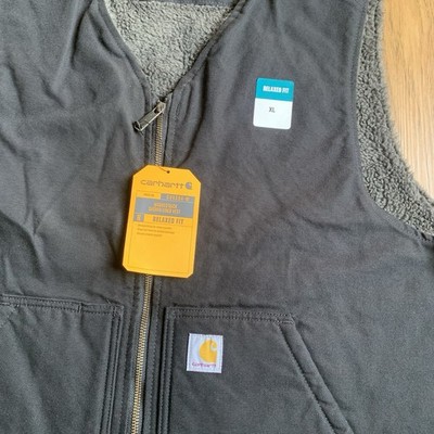 Buy Carhartt Sherpa Lined Duck Canvas Vest Gilet Men's 2XL Black