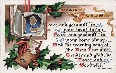 Gothic calligraphy medieval manuscript Letters Victorian Poem Vtg Postcard I32