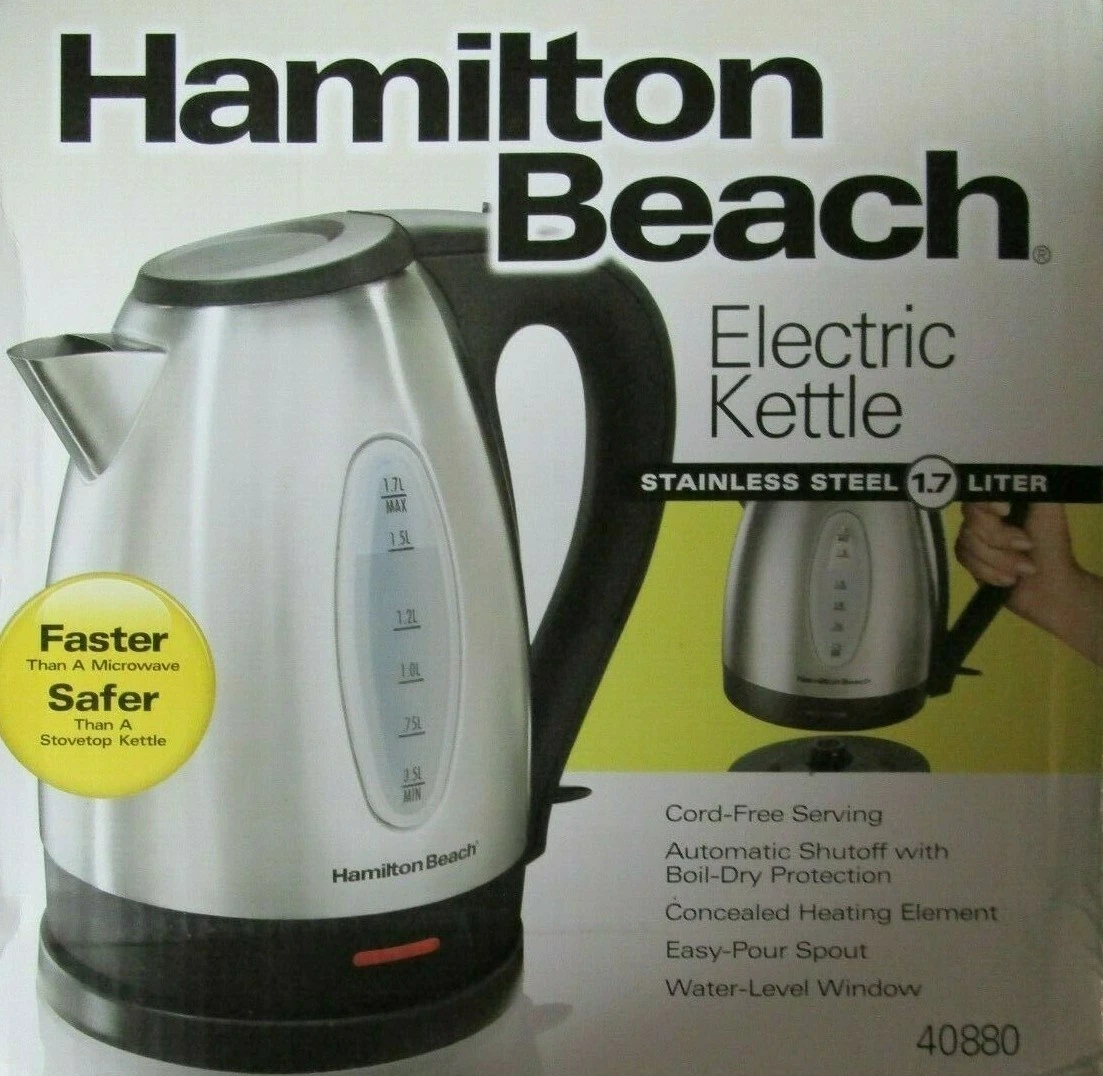 Hamilton Beach Electric Tea Kettle Water Boiler u0026 Heater 1.7 L Cordless  Auto 40094408801 | eBay