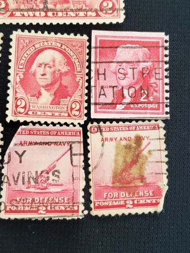 Lot (7) Vintage 1926 1932 United States 2 Cent Stamps WASHINGTON LIBERTY DEFENSE - Picture 4 of 5