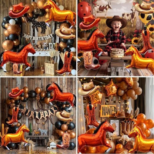 Western Horse Balloons Cowboy Party Decorations Balloons Cowgirl Birthday Show - Picture 5 of 8