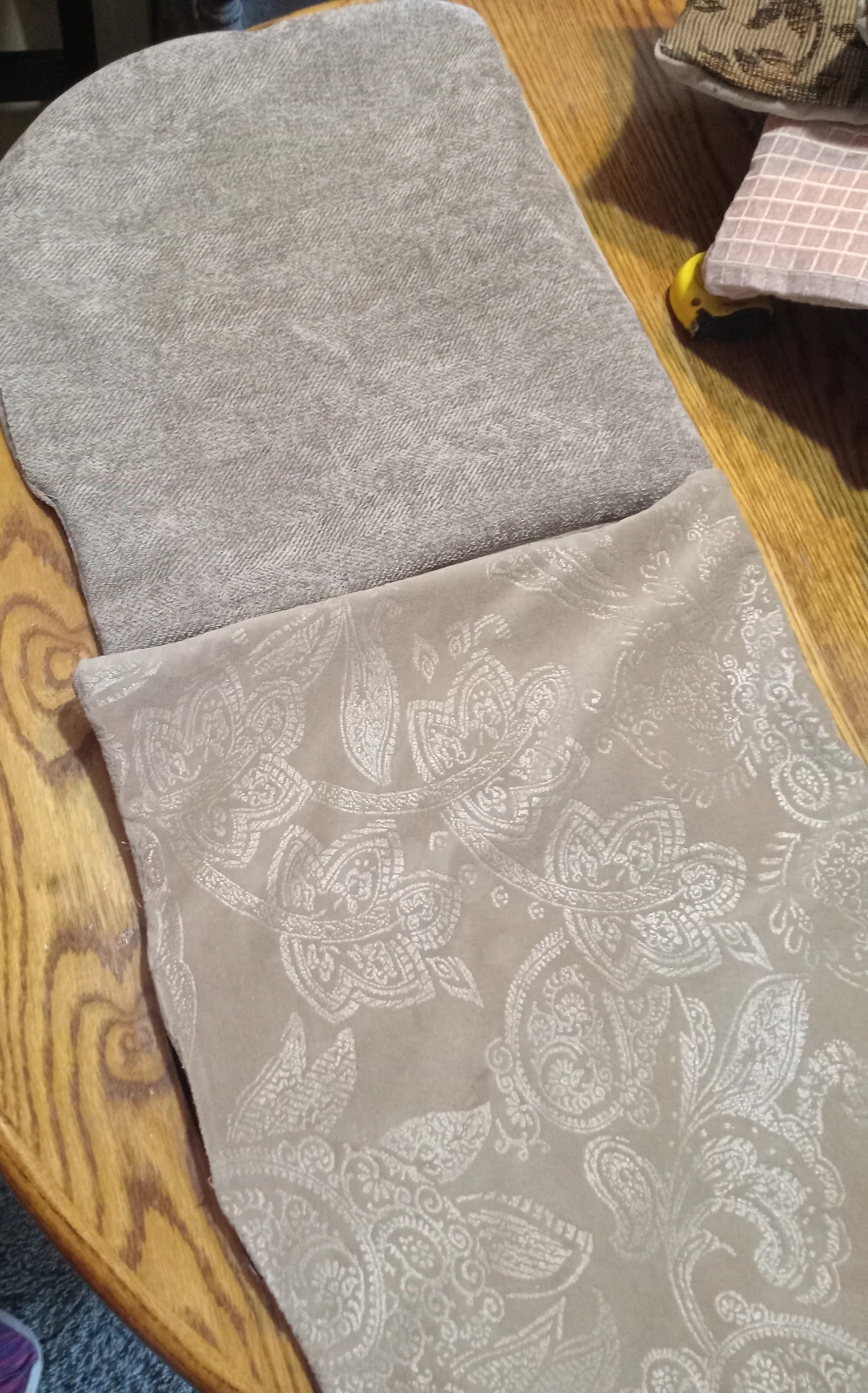 Pair Beige Print Velvet Throw Pillows 17 x 17