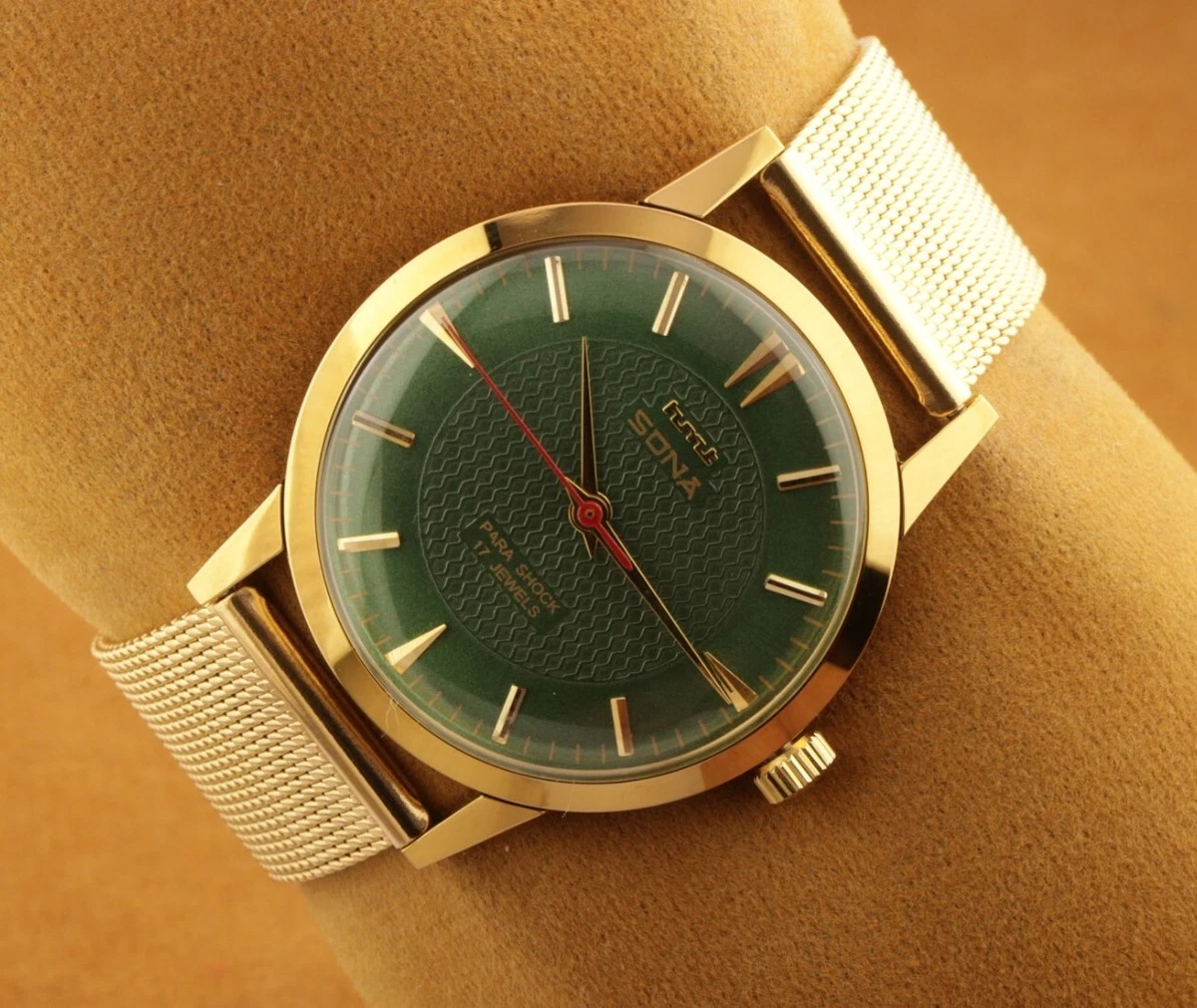 VINTAGE HMT SONA EXCELLENT GREEN DIAL WINDING MEN S WRIST WATCH