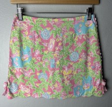 Vtg Lilly Pulitzer Tropical Monkey Print Skort Skirt Girls Size 12 Lace Floral
