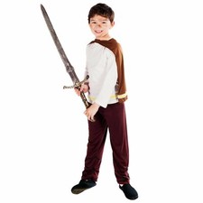 Boys Viking Costume Kids Norse Warrior Historical Medieval Outfit Halloween
