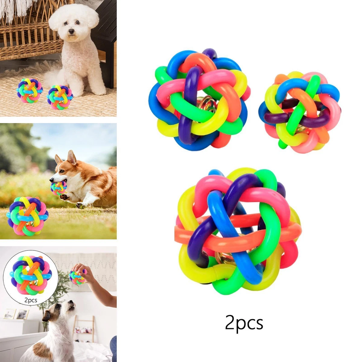 2x Interactive Dog Toys Chew Toy Nobbly Wobbly Rubber Balls for