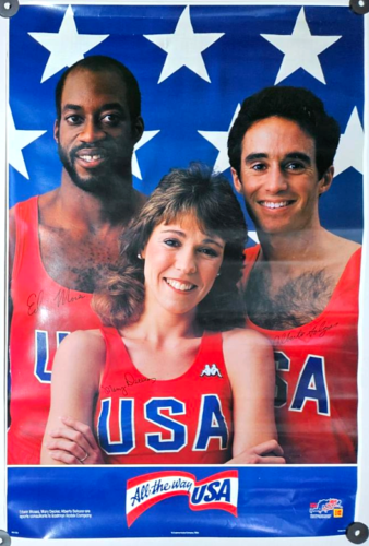 "Póster olímpico de pista y campo 1984 All the Way EE. UU. Eastman Kodak Company 20x29,5" - Imagen 1 de 3