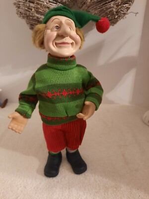 Santa's Elf Helper In Green And Red Resin 13'' Tall
