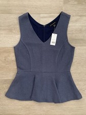 Banana Republic NEW NWT Blue Peplum Striped Blouse Shirt Tank Wool Size 0