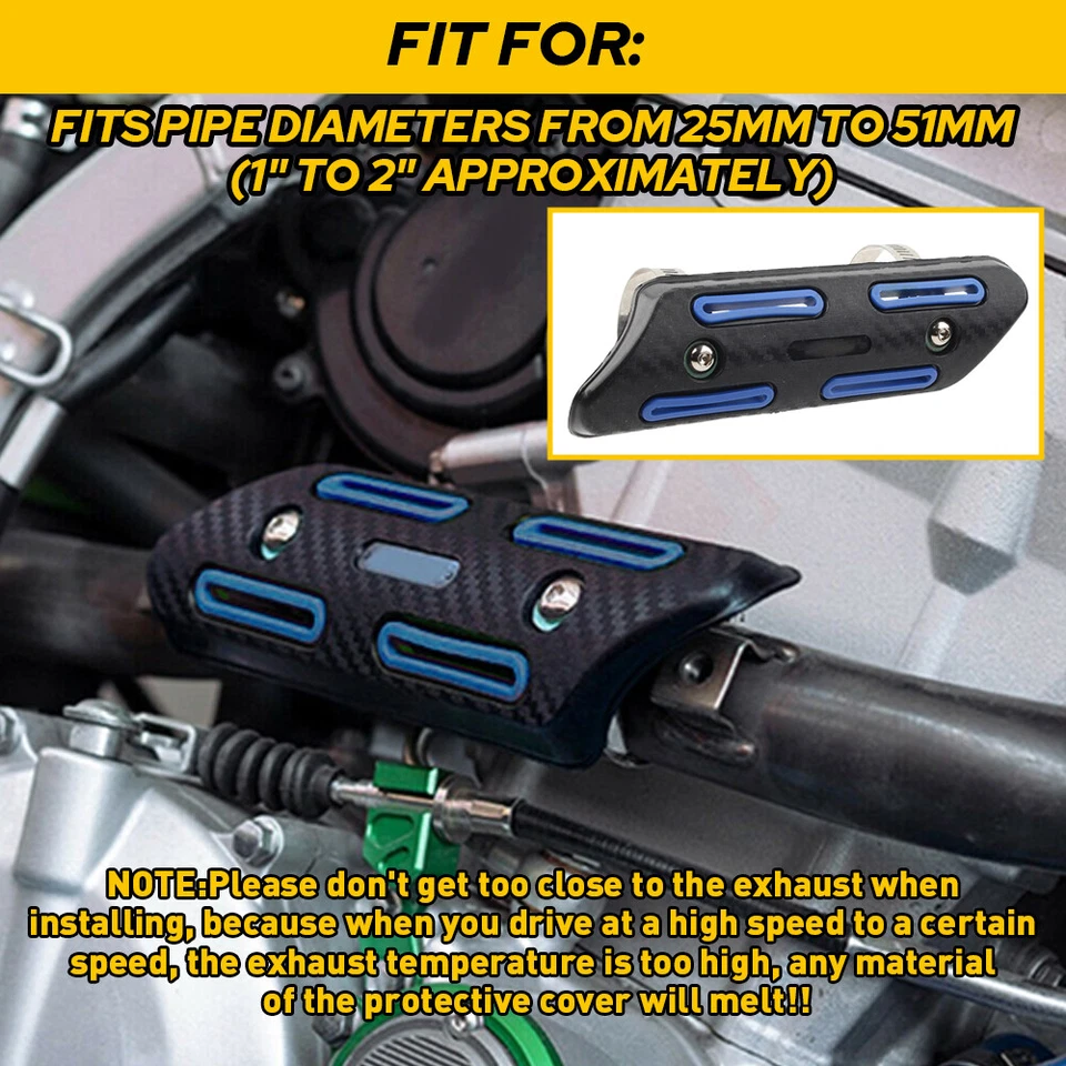 Exhaust Muffler Pipe Heat Shield Cover Heel Guard Universal Blue Motorcycle US - Image 3 of 4