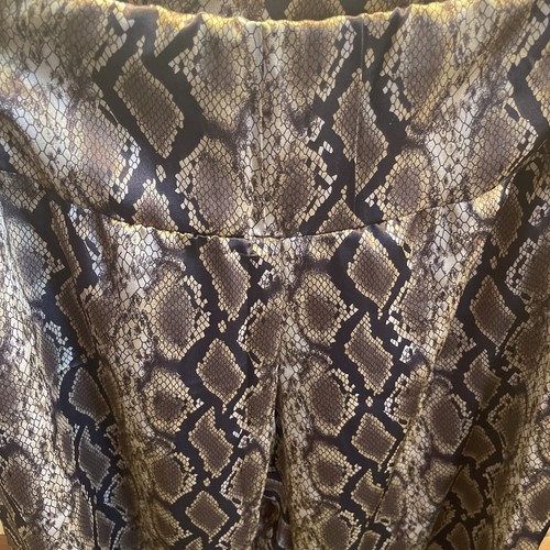 Yana K Snakeskin Pants Sz Medium Slit Leg Elastic Waist Wide Leg Flowy Silky - Picture 2 of 15