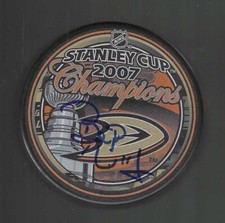 Bob Murray Signed Anaheim Ducks 2007 Stanley Cup Champions Puck