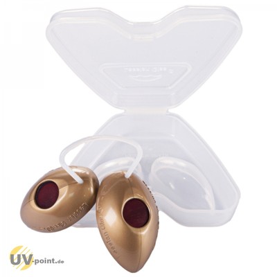Solarium Schutzbrille Augenschutz UV-Brille für Sonnenbank im Etui (gold)