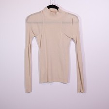 Lululemon Women's Merino Wool Mockneck Light Ribbed Knit Sweater Natural Ivory S