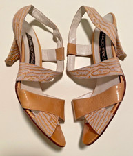Vintage Maud Frizon Cone Heel Genuine Leather Strappy Sandals Shoes Sz 6