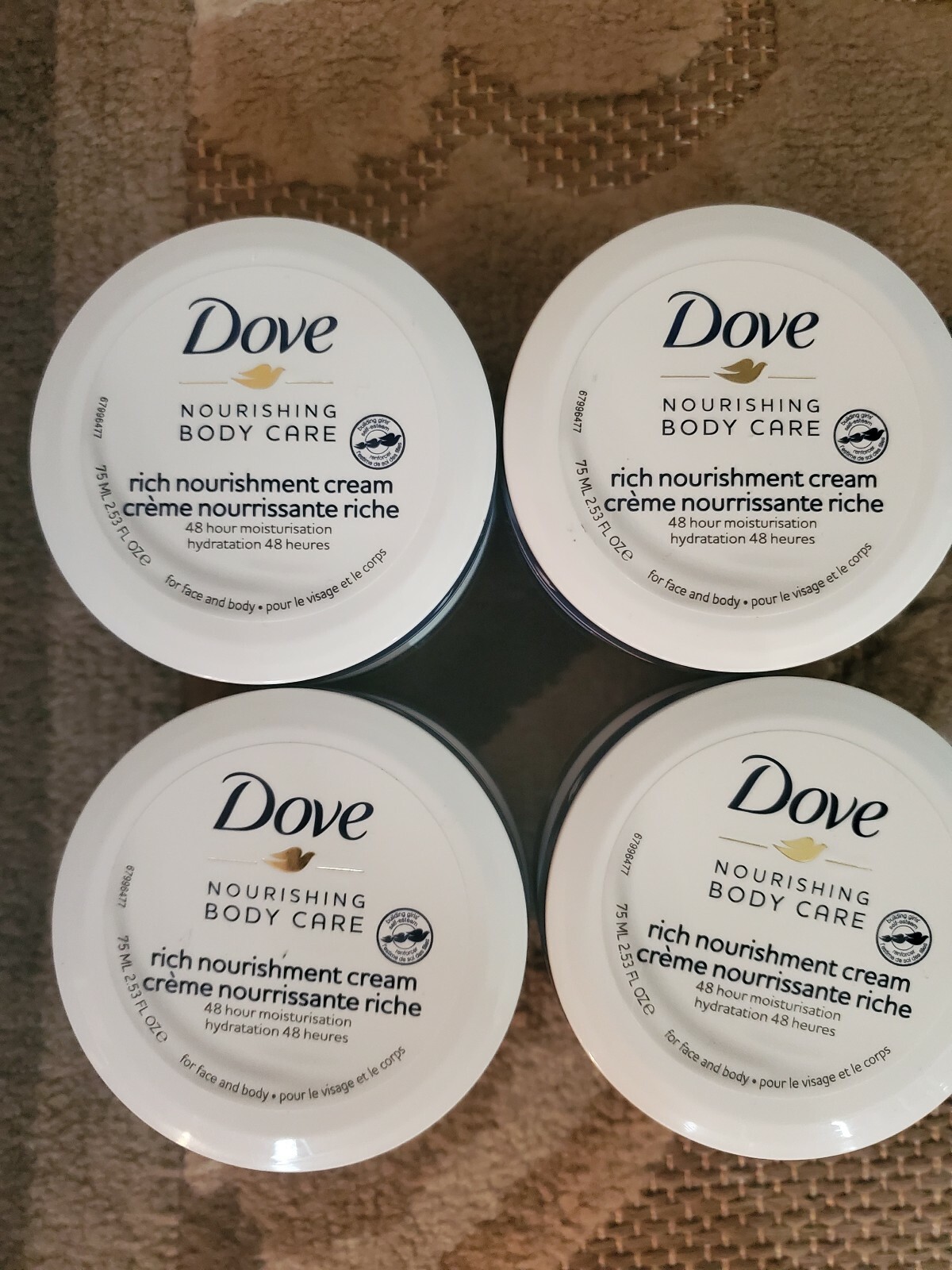 Dove Intensive Cream Nourishing Care 2.53 fl oz Flat Jar. - Lot of 8 NEW,SEALED