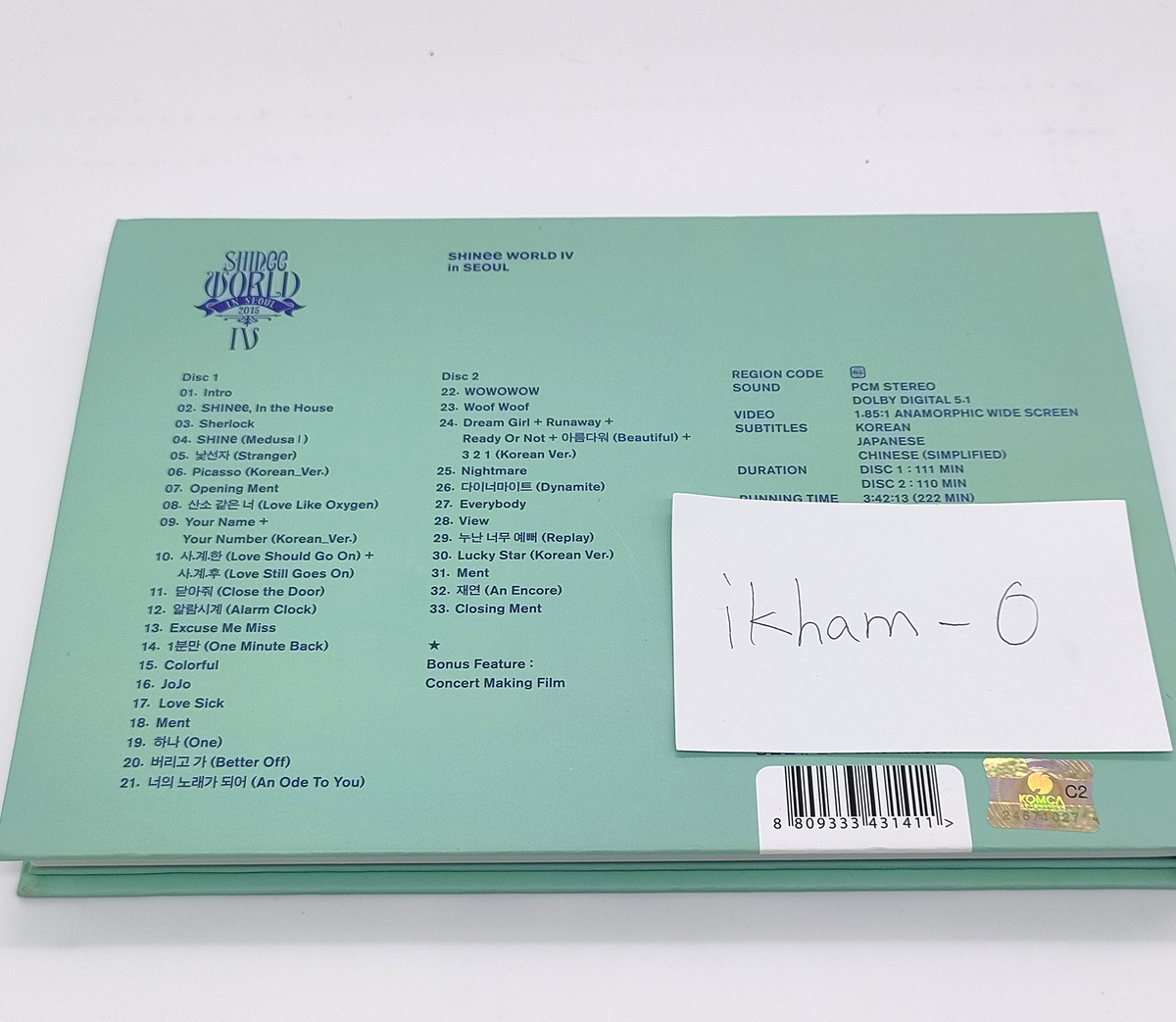 SHINee WORLD IV in Seoul 2015 Concert Korean Ver. / 2 DVD