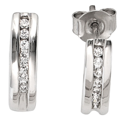 Creolen Halbcreolen Stecker 585 Weißgold 14 Kt Brillanten 0,15 ct Diamanten