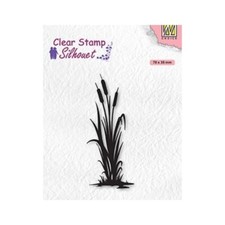 Nellie Snellen Bulrushes 2 Reeds Silhouette Clear Stamp Birthday Card Making