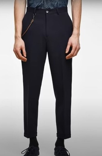 NWT Zara Men's USA 36/EUR 46 Carrot Fit Cropped Pants Black | eBay