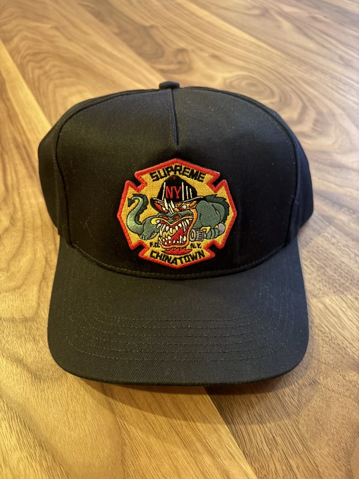 Casquette chapeau noir réglable logo patch service d'incendie Supreme FDNY Chinatown logo snap