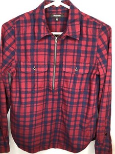 flannel half zip pullover