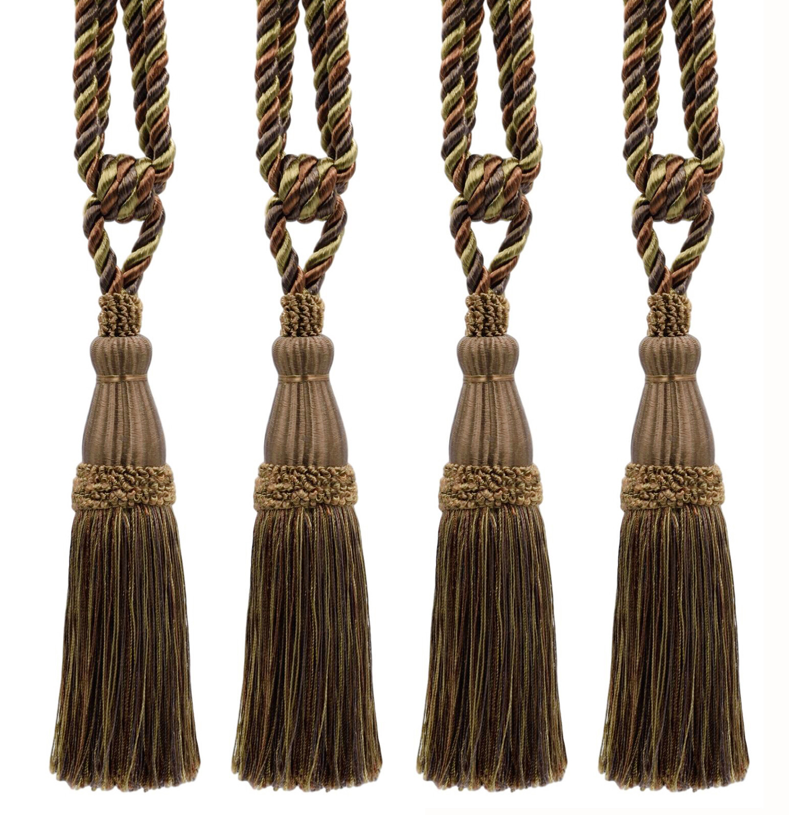 DÉCOPRO Tassel Tieback, Style# TBC085, Color# PR08 - Hazel Brown [Set of 4]