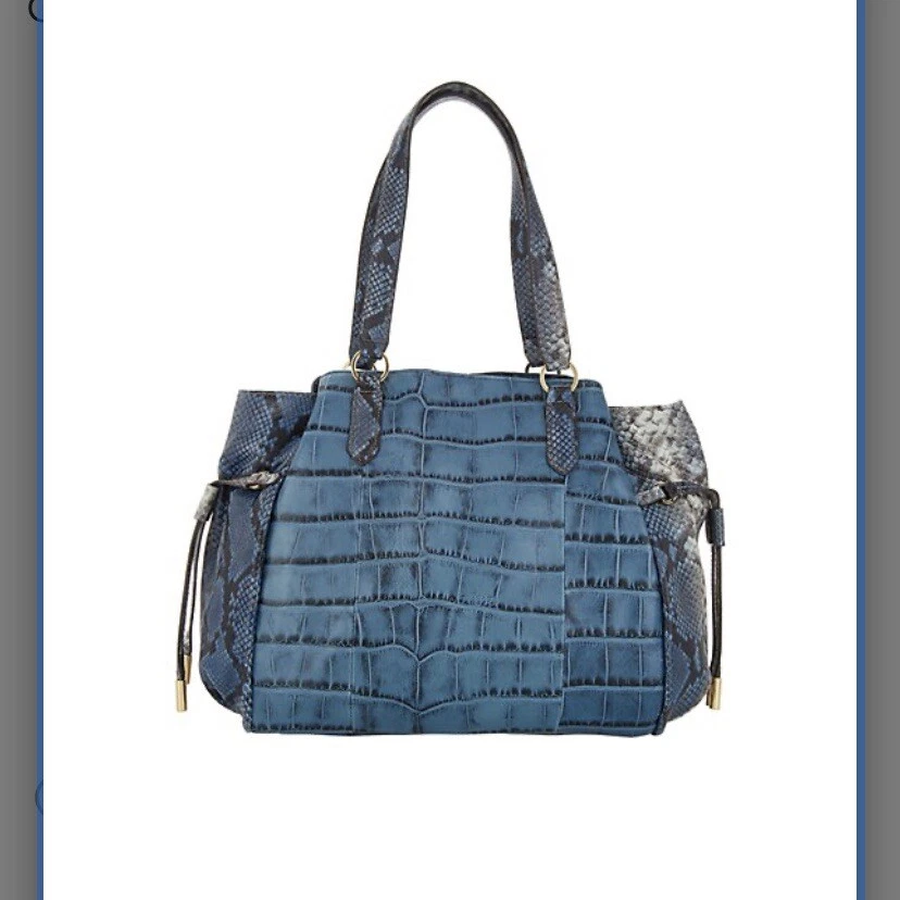 G.I.L.I. Bolso de Hombro Venzia Azul Pitón Serpiente Cuero Shopper Borla Totalmente Nuevo Foto 2 de 4