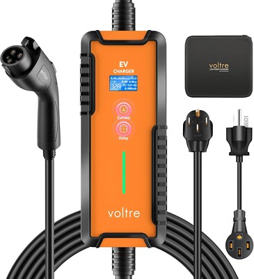 Voltre M2 Level 1&2 EVCharger for Tesla&EVs 25 Ft Adj.8-16/32A 100-240V Portable