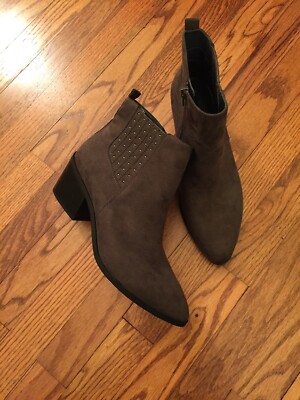 Kensie Women's Gray Suede-Like Anthony Ankle Boots  size 10