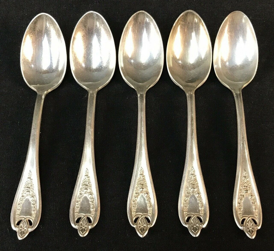 Чайная ложка 5 x 1847 Rogers Brothers Old Colony 6 дюймов XS тройная посеребренная  - Изображение 2 из 4