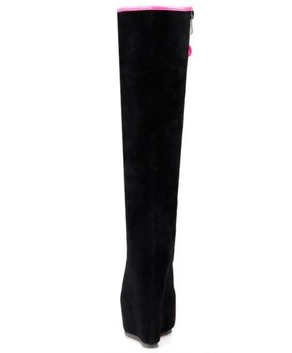 Women's Spring Round Toe Lace-up High Platform Casual Sexy Knee High Boots - Picture 3 of 11