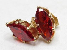 GORGEOUS LADIES 14k YELLOW GOLD STUD EARRINGS w 2 ORANGE CUBIC ZIRCONIAs 