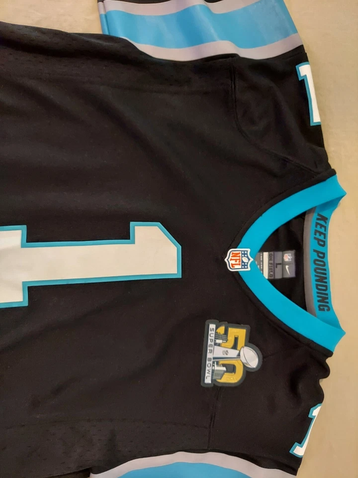 Camiseta deportiva para niños Nike Cam Newton L grande negra Carolina Panthers Foto 4 de 4