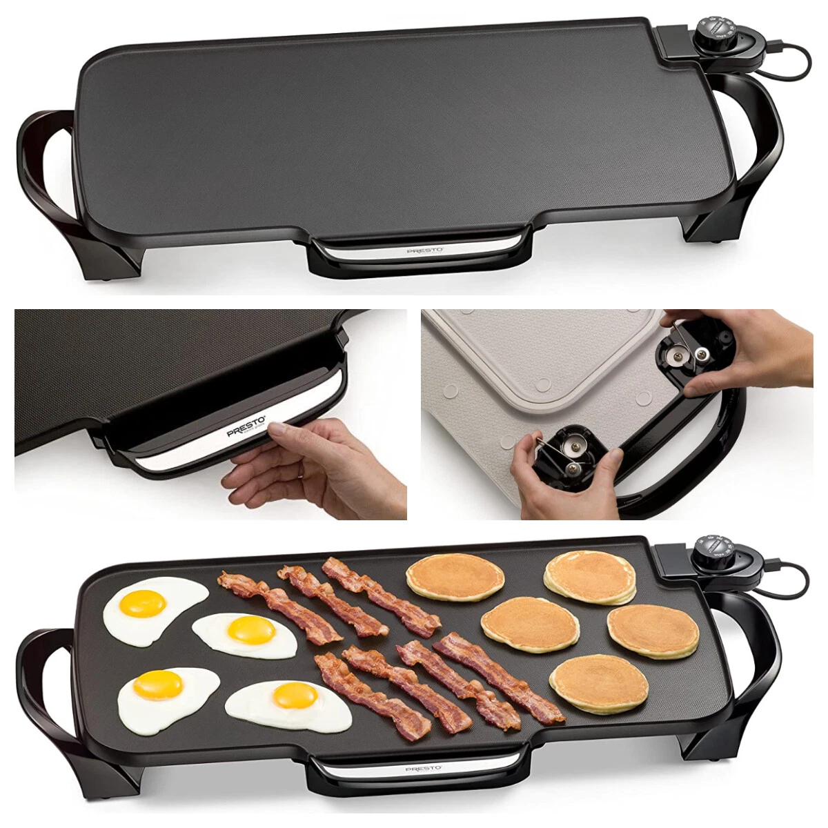 Electric Griddle with Removable Handles BBQ Grill Pan Indoor