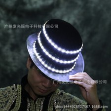Sombrero brillante con luz LED para DJ bailarín espectáculo de escenario gorra luminosa accesorios para disfraces Halloween