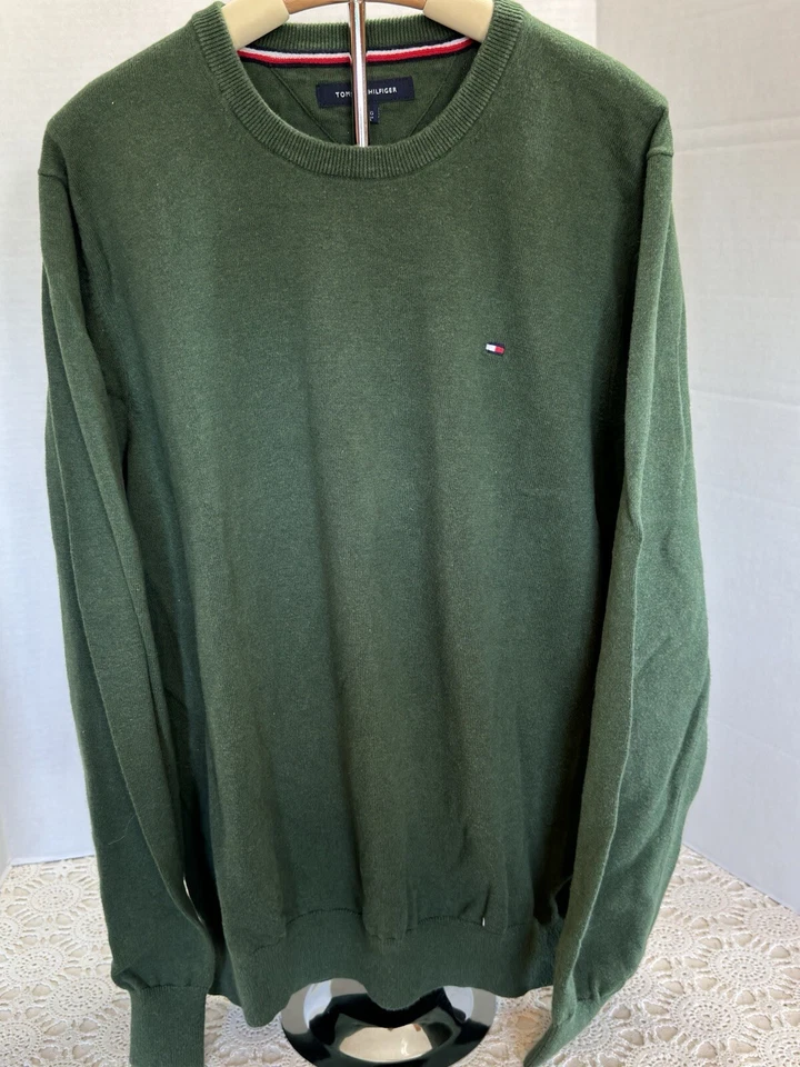 Suéter Pullover de Algodón Manga Larga Cuello Redondo TOMMY HILFIGER Para Hombre Talla XL Foto 3 de 4