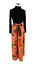 thumbnail 1 - Black orange geometric long sleeve vintage maxi dress S