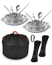 Mess Kit for 2 Person - Camping Kitchen and Utensil Set, Picnic Dish Set, Sta...