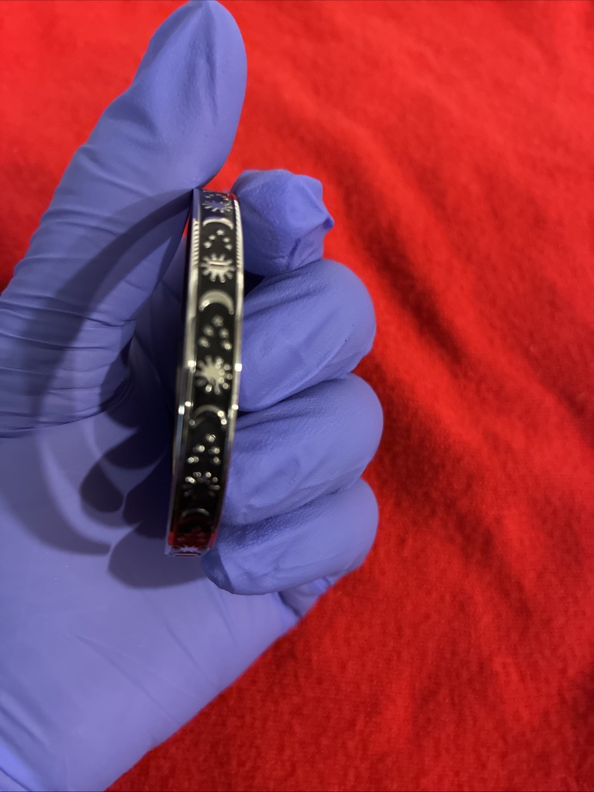 Sterling Silver Celestial Cuff Bracelet Moon Star… - image 1