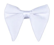 Mens Oversized Satin Silk Bow Tie Solid Color Formal Tuxedo Big Bowtie B- White