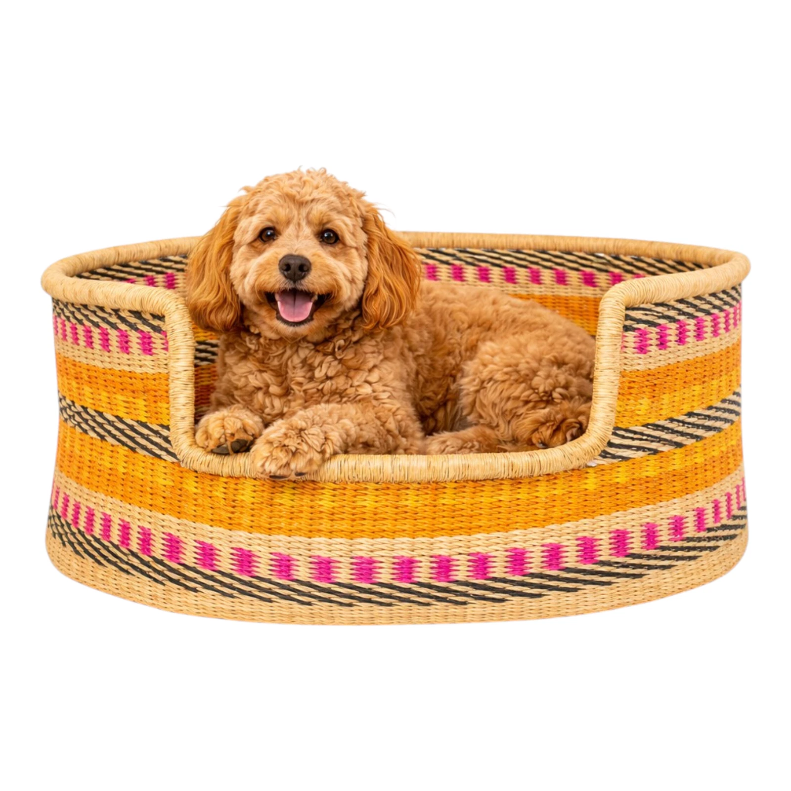 Handmade Dog Bed Basket – Woven Elephant Grass Pet Bed (Eco-Friendly & Durable)