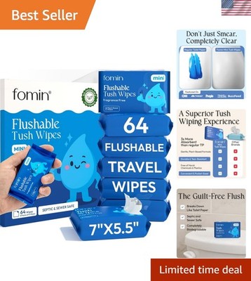 Flushable Tush Wipes 8 Pack 8 Count   Unscented Flushable Travel Wet Wipes fo...