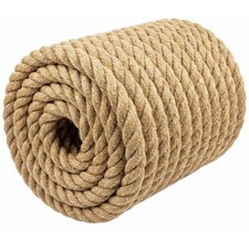 Natural Jute Rope 3/4 Inch x 100 Feet Thick Hemp Rope Twisted Manila for DI...