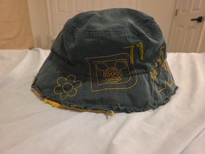Vintage Disneyland Resort Reversible Bucket Hat Happiest Place on Earth Cap New Denim Floral “D” Baseball Cap for Adults available at  main image 4