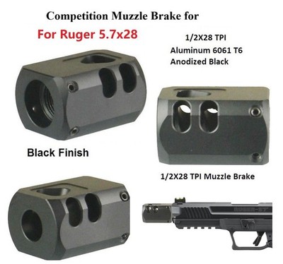 Al Black 1/2x28  TPI Muzzle Brake Compensator F Ruger 5.7x28mm Threaded Barrel