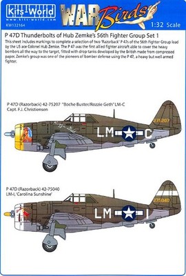 Kits World Decals 1/32 P-47D THUNDERBOLT Hub Zemke's 56th FG Boche Buster