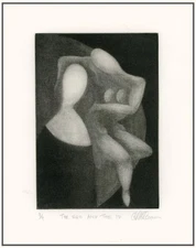 EGO AND ID Female Women Figures. Modernist Impressionist ORIGINAL MEZZOTINT